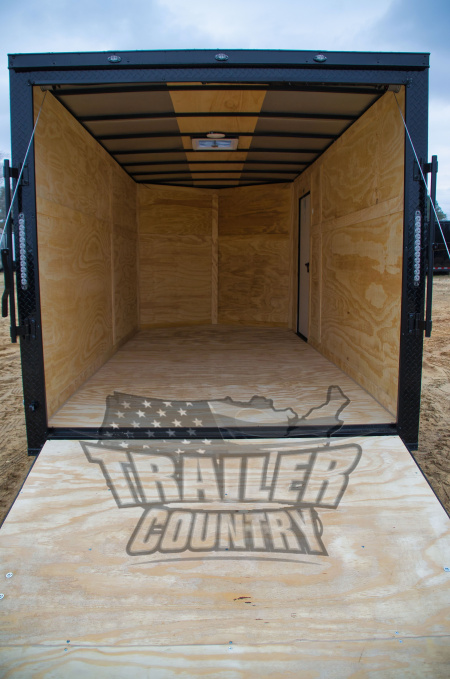 New 2026 NEW 7 x 14 V-Nosed Enclosed Motorcycle Cargo Trailer w/BLACKOUT PACKAGE