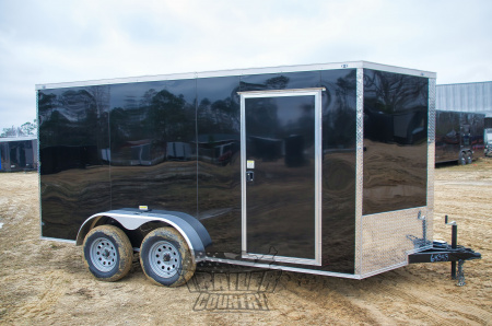 New 2026 New 7 X 14 Tandem Axle, V-Nosed Enclosed Motorcycle Cargo Trailer.