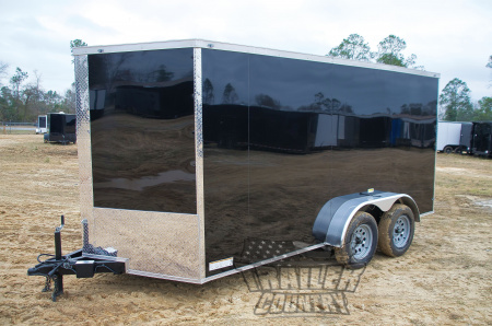 New 2026 New 7 X 14 Tandem Axle, V-Nosed Enclosed Motorcycle Cargo Trailer.