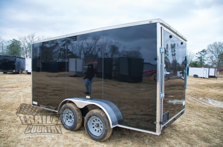 New 2026 New 7 X 14 Tandem Axle, V-Nosed Enclosed Motorcycle Cargo Trailer.