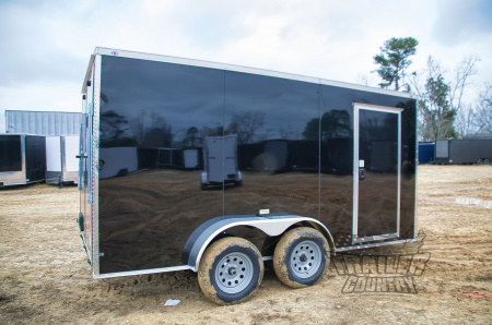 New 2026 New 7 X 14 Tandem Axle, V-Nosed Enclosed Motorcycle Cargo Trailer.