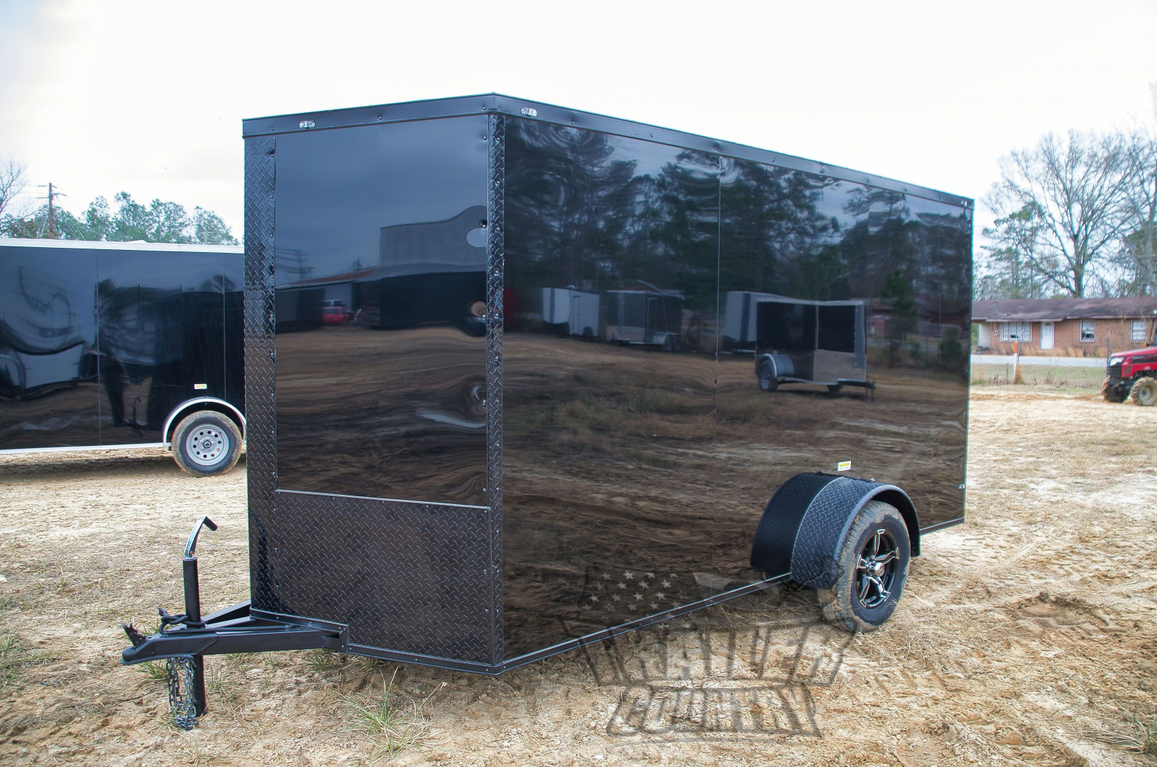 New 2026 NEW Model 6 X 12 Single Axle, V-Nosed Enclosed Blacked Out Motorcycle Cargo Trailer