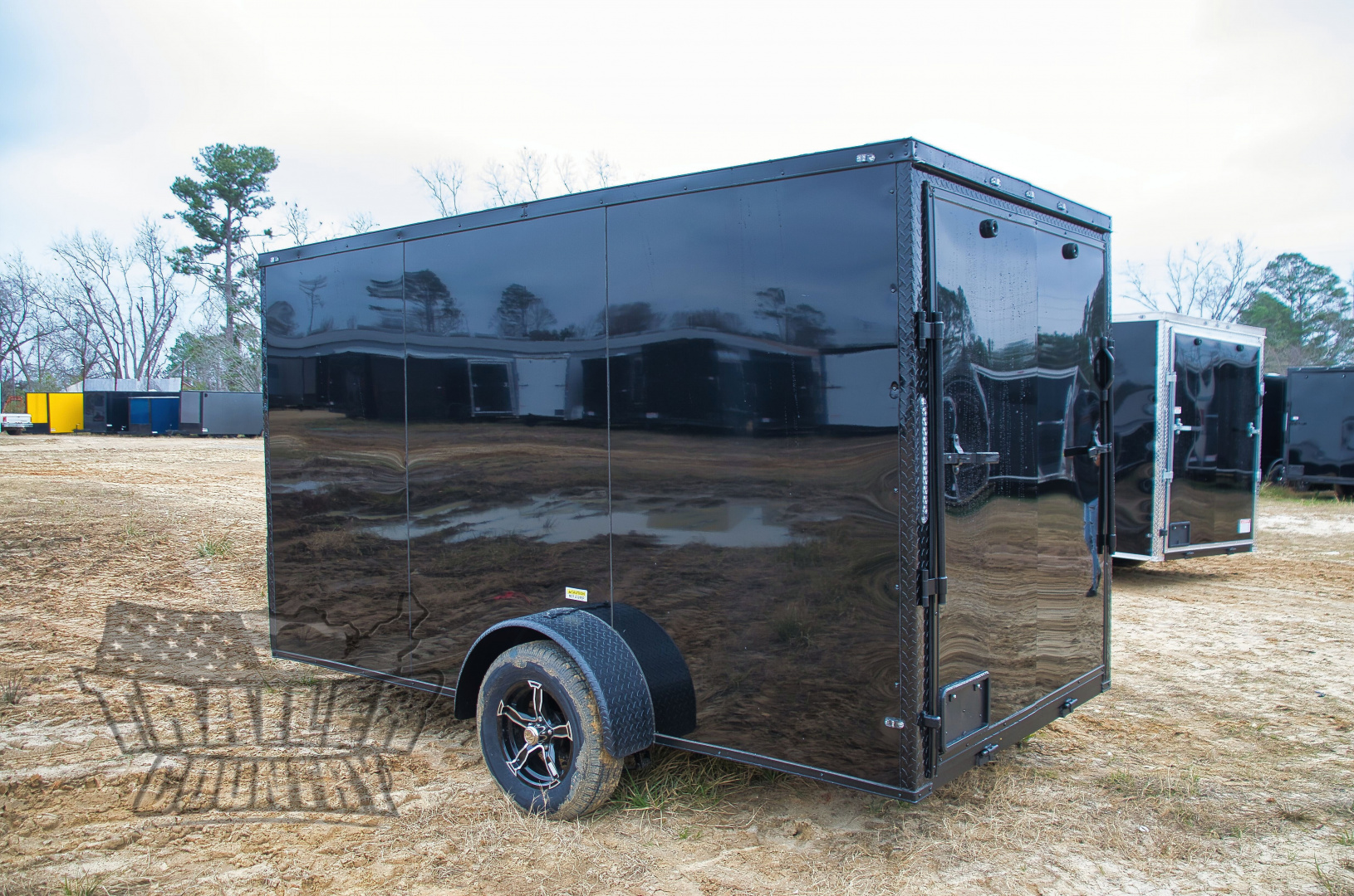 New 2026 NEW Model 6 X 12 Single Axle, V-Nosed Enclosed Blacked Out Motorcycle Cargo Trailer