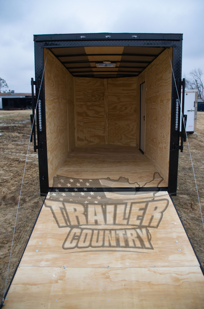 New 2026 NEW Model 6 X 12 Single Axle, V-Nosed Enclosed Blacked Out Motorcycle Cargo Trailer
