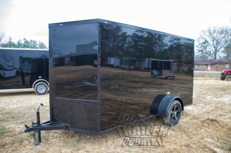 New 2026 NEW Model 6 X 12 Single Axle, V-Nosed Enclosed Blacked Out Motorcycle Cargo Trailer