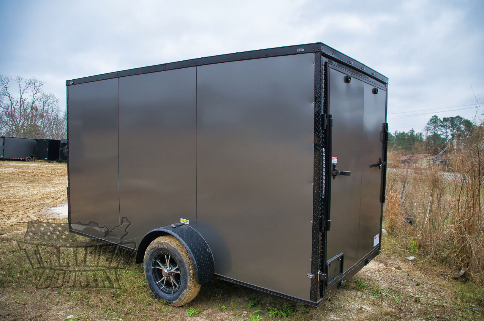 New 2026 NEW Model 6 X 12 Single Axle, V-Nosed Enclosed Blacked Out Motorcycle Cargo Trailer