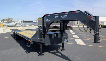 New Hillcrest 2592012HY 20' + 12' Hydraulic Dovetail, Hutch, Hydraulic Jacks 25.9K (GVWR) Gooseneck Flatbed Trailer