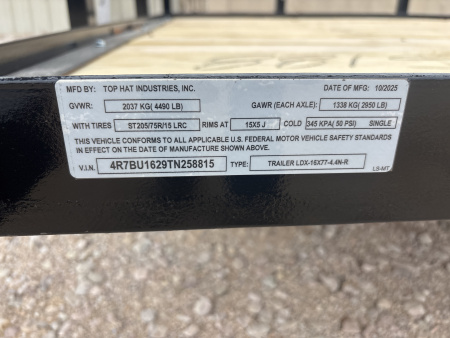 New 2026 Top Hat LDX Utility Trailer