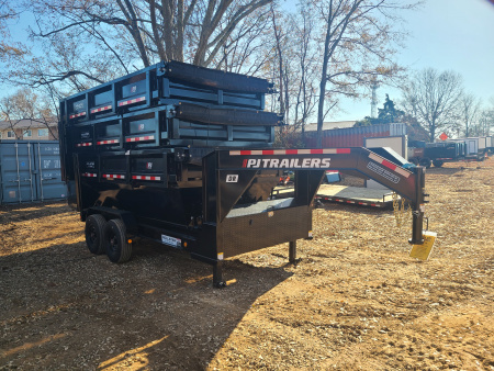 New 2025 PJ Trailers 7x14 18k DR Roll Off Dump Trailer + 3 Bins