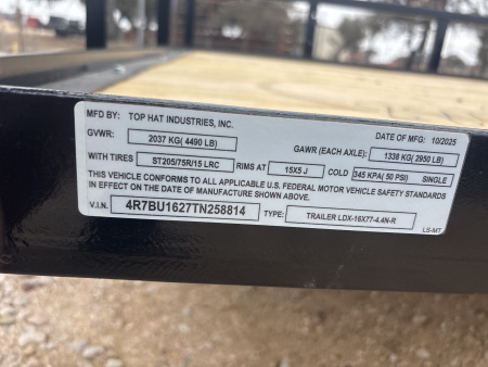 New 2026 Top Hat Trailers LDX Utility Trailer