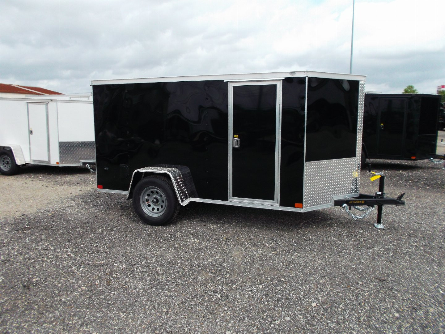 New 2026 Covered Wagon Trailers 5x10 Cargo / Enclosed Cargo Trailer / Ramp / RV Side Door / Bed Lined Tongue and Frame / .030 Black