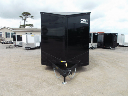 New 2026 Covered Wagon Trailers 7x16 Cargo Trailer / Enclosed Trailer / 7ft Int / Extra Wide Ramp / 48" RV Side Door / .080 SILVER Poly Core / Black Out Package / Slant V-Nose / Rear Spoiler w/ LED Loading Lights