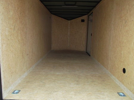 New 2026 Covered Wagon Trailers 7x16 Cargo Trailer / Enclosed Trailer / 7ft Int / Extra Wide Ramp / 48" RV Side Door / .080 SILVER Poly Core / Black Out Package / Slant V-Nose / Rear Spoiler w/ LED Loading Lights