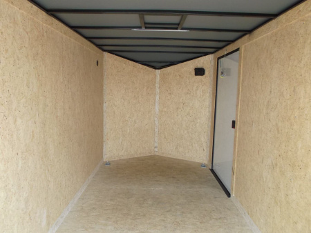 New 2026 Covered Wagon Trailers 7x16 Cargo Trailer / Enclosed Trailer / 7ft Int / Extra Wide Ramp / 48" RV Side Door / .080 SILVER Poly Core / Black Out Package / Slant V-Nose / Rear Spoiler w/ LED Loading Lights