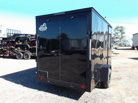New 2026 Covered Wagon Trailers 6x12 Cargo / Enclosed Trailer / 6'6" Interior Height / Extra Wide Ramp Gate / RV Side Door / .080 Black Poly Core / Black Out Package