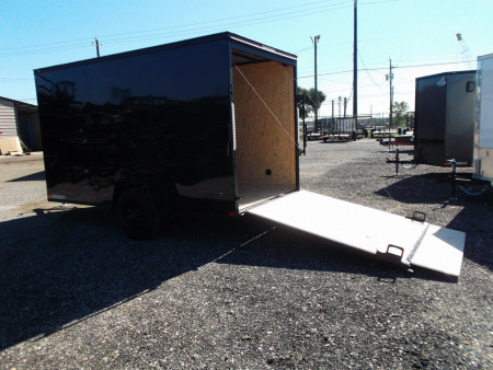 New 2026 Covered Wagon Trailers 6x12 Cargo / Enclosed Trailer / 6'6  Interior Height / Extra Wide Ramp Gate / RV Side Door / .080 Black Poly Core / Black Out Package