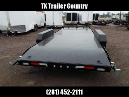 New 2026 J&C Trailers 83X20 7K Steel Deck Car Hauler / 2ft Dovetail / Bulldog Coupler / 5ft Ramps / LED's / Winch Plate