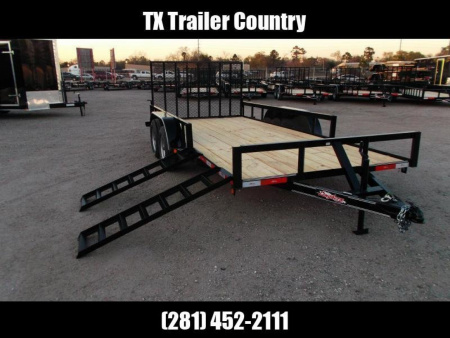 New 2026 J&C Trailers 83x16 Utility Trailer / ATV Trailer / Side by Side Trailer / 4ft Rear Ramp Gate / 5ft Side Load Ramps / 2  Bulldog Coupler / Elec Brakes