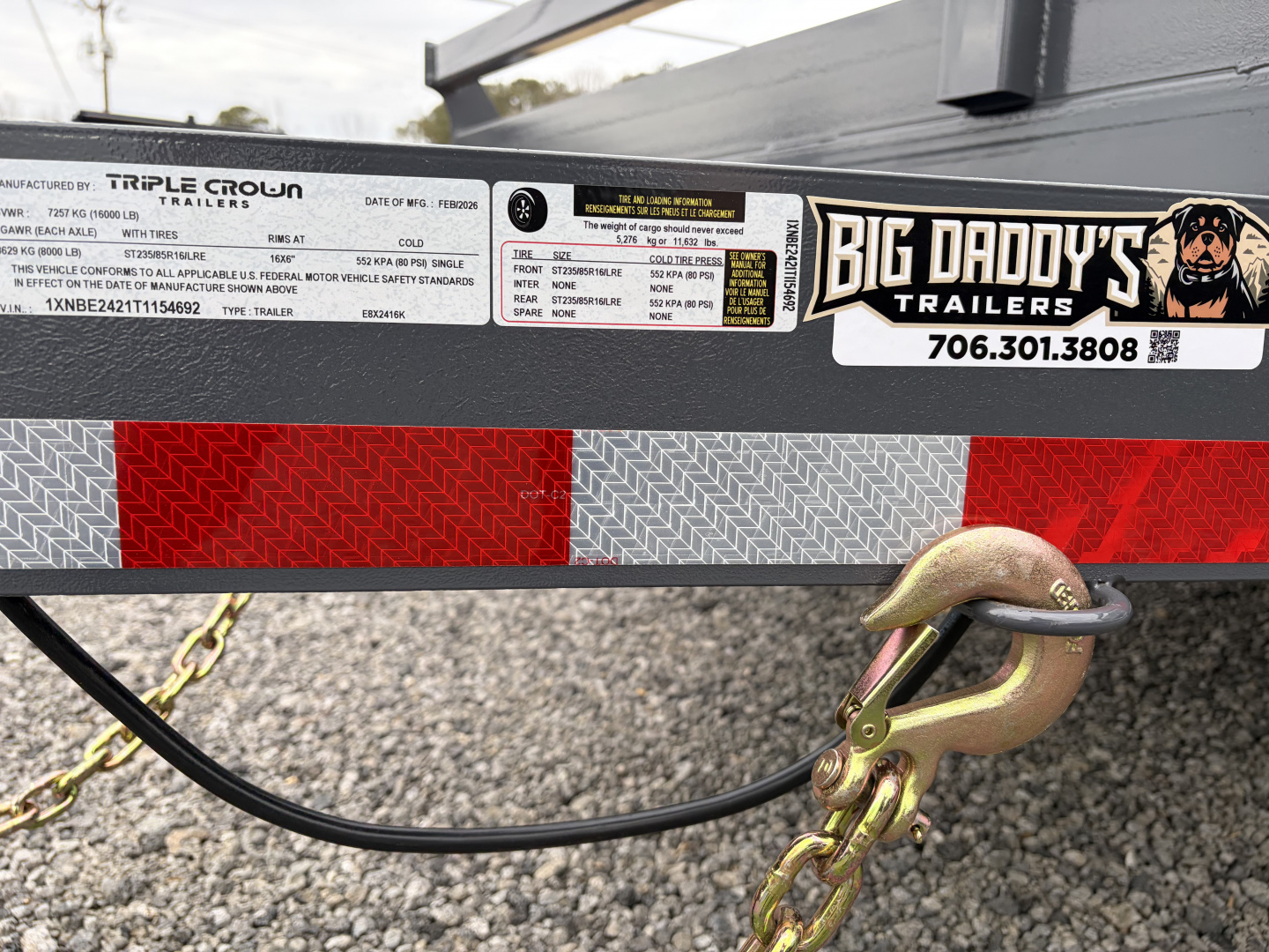New 2026 Triple Crown 8.5x24 Heavy Duty Deckover Equipment Trailer, 16K GVWR