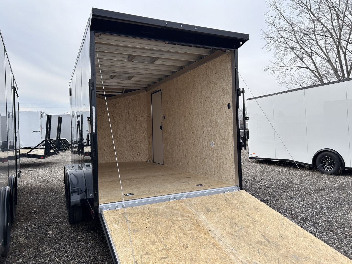 New 2026 ATC STO 7 X 14 FT ALUMINUM CARGO TRAILER 7 FT INT HT BLACK OUT W/ REAR SPOILER