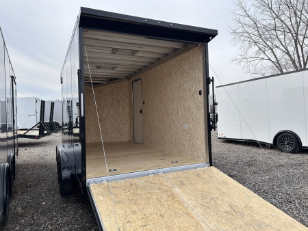 New 2026 ATC STO 7 X 14 FT ALUMINUM CARGO TRAILER 7 FT INT HT BLACK OUT W/ REAR SPOILER