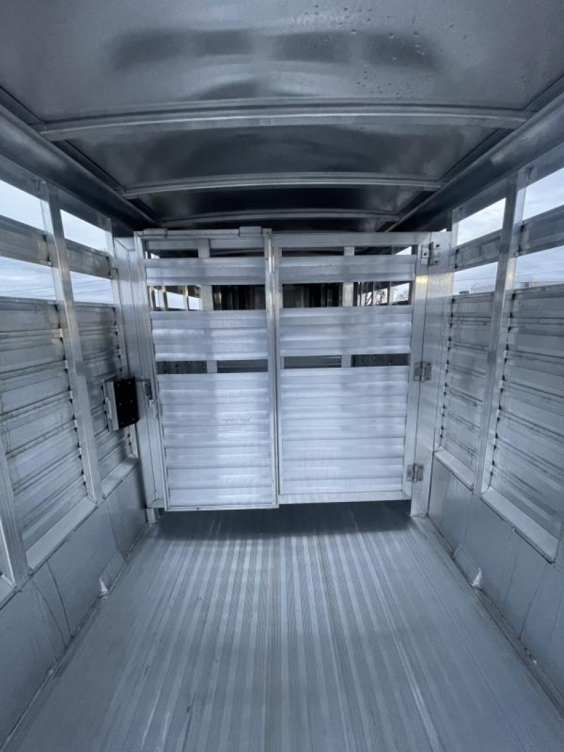 Used 2023 Exiss 16' Stock Trailer - All Aluminum - 7'2'' Tall - Rear Door w/ Sort Gate - Center Sort Gate