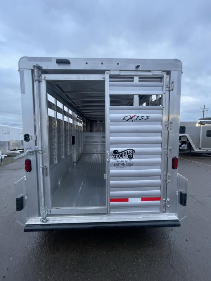 Used 2023 Exiss 16' Stock Trailer - All Aluminum - 7'2'' Tall - Rear Door w/ Sort Gate - Center Sort Gate