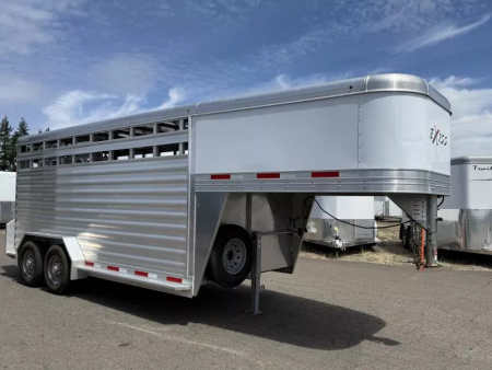 Used 2023 Exiss 16' Stock Trailer - All Aluminum - 7'2'' Tall - Rear Door w/ Sort Gate - Center Sort Gate