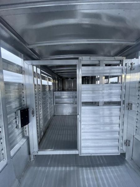 Used 2023 Exiss 16' Stock Trailer - All Aluminum - 7'2'' Tall - Rear Door w/ Sort Gate - Center Sort Gate