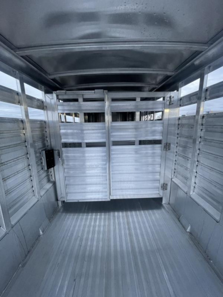 Used 2023 Exiss 16' Stock Trailer - All Aluminum - 7'2'' Tall - Rear Door w/ Sort Gate - Center Sort Gate