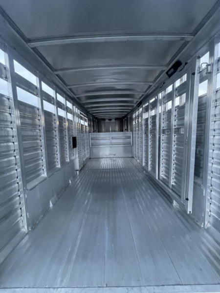 Used 2023 Exiss 16' Stock Trailer - All Aluminum - 7'2'' Tall - Rear Door w/ Sort Gate - Center Sort Gate