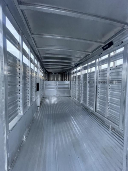 Used 2023 Exiss 16' Stock Trailer - All Aluminum - 7'2'' Tall - Rear Door w/ Sort Gate - Center Sort Gate
