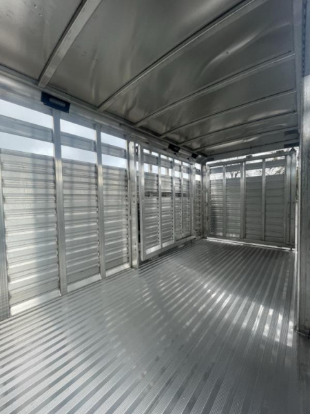 Used 2023 Exiss 16' Stock Trailer - All Aluminum - 7'2'' Tall - Rear Door w/ Sort Gate - Center Sort Gate