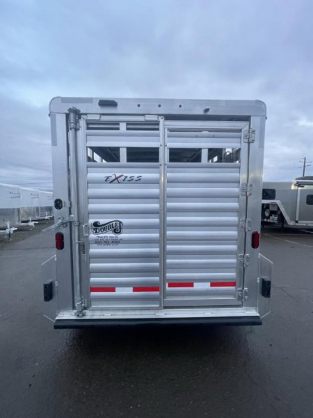 Used 2023 Exiss 16' Stock Trailer - All Aluminum - 7'2'' Tall - Rear Door w/ Sort Gate - Center Sort Gate