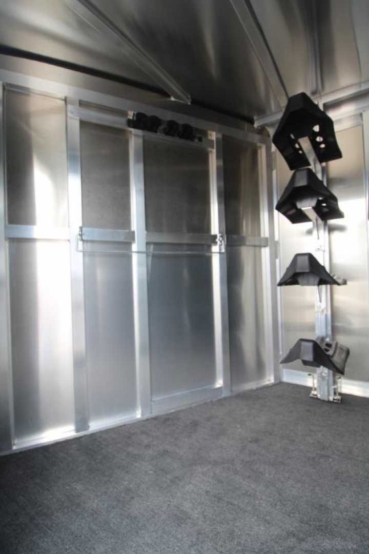 New $2500 BELOW COST! NEW Exiss 4 Horse Aluminum -7'2" Tall-Easy Care Floor-Stud Divider-LED Lights-Drop Down Windows