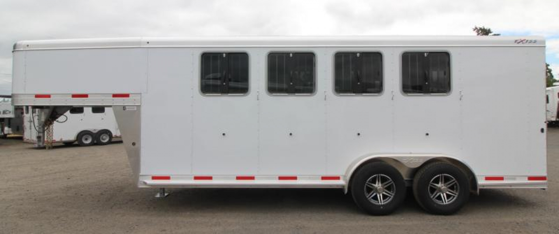 New $2500 BELOW COST! NEW Exiss 4 Horse Aluminum -7'2" Tall-Easy Care Floor-Stud Divider-LED Lights-Drop Down Windows