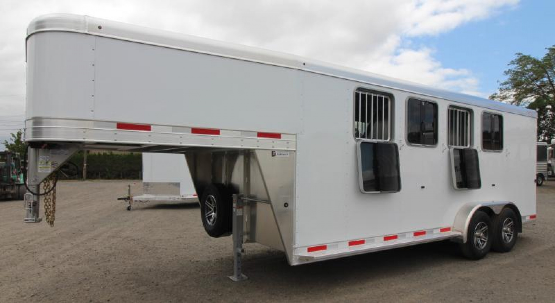 New $2500 BELOW COST! NEW Exiss 4 Horse Aluminum -7'2" Tall-Easy Care Floor-Stud Divider-LED Lights-Drop Down Windows