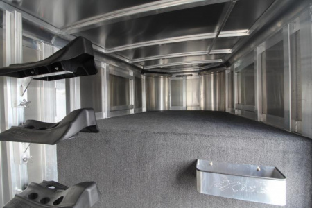 New $2500 BELOW COST! NEW Exiss 4 Horse Aluminum -7'2" Tall-Easy Care Floor-Stud Divider-LED Lights-Drop Down Windows