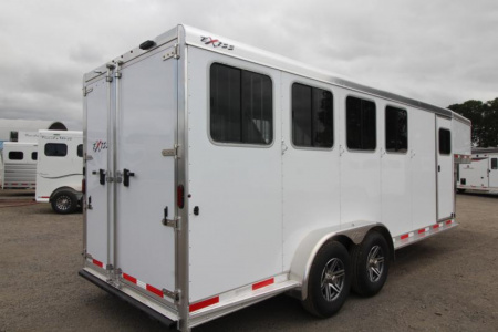 New $2500 BELOW COST! NEW Exiss 4 Horse Aluminum -7'2" Tall-Easy Care Floor-Stud Divider-LED Lights-Drop Down Windows