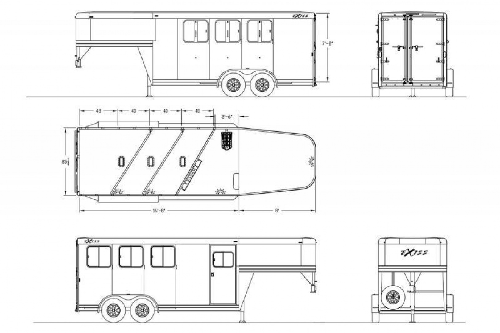 New Price Reduced $3,400 !! 2024 Exiss Express SS 3 Horse Trailer-Easy Care Flooring- Stud Divider-LED Lights