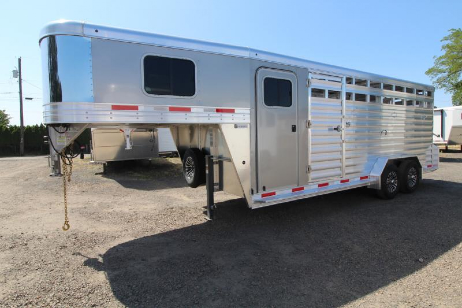 New Price Drop $3000-2025 Exiss Trailers STC 7020 Stock / Stock Combo Trailer-7'2" Tall-Rubber Mats-Stainless Steel Front Nose-Rear Gate w/Slider