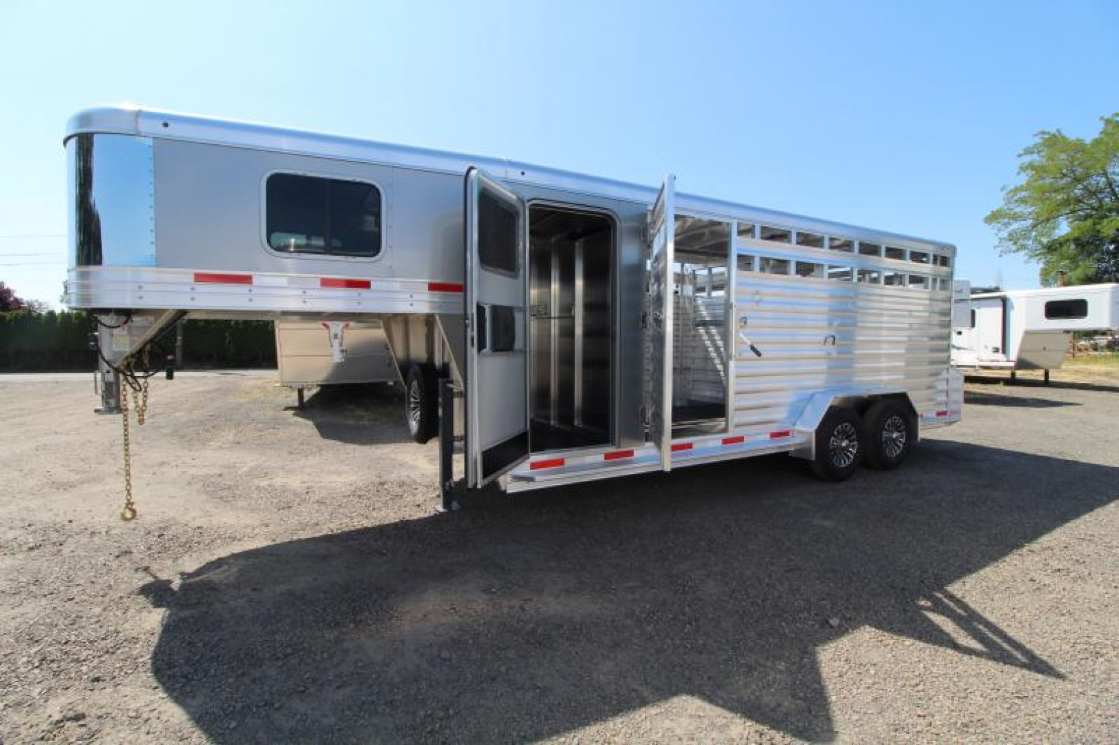 New Price Drop $3000-2025 Exiss Trailers STC 7020 Stock / Stock Combo Trailer-7'2" Tall-Rubber Mats-Stainless Steel Front Nose-Rear Gate w/Slider