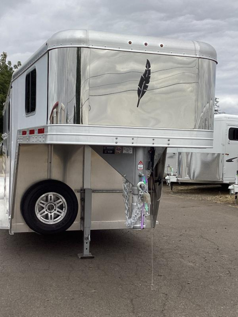 New RED $3300! 2024 Featherlite 9600-7472 4 Horse Trailer-Swing Out Saddle Rack-Stud Divider-Screen Door-Easy Care Flooring