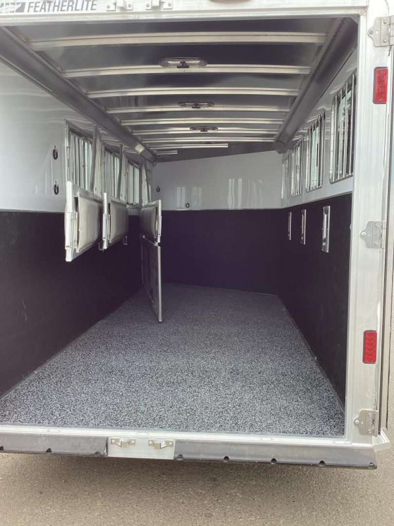 New RED $3300! 2024 Featherlite 9600-7472 4 Horse Trailer-Swing Out Saddle Rack-Stud Divider-Screen Door-Easy Care Flooring