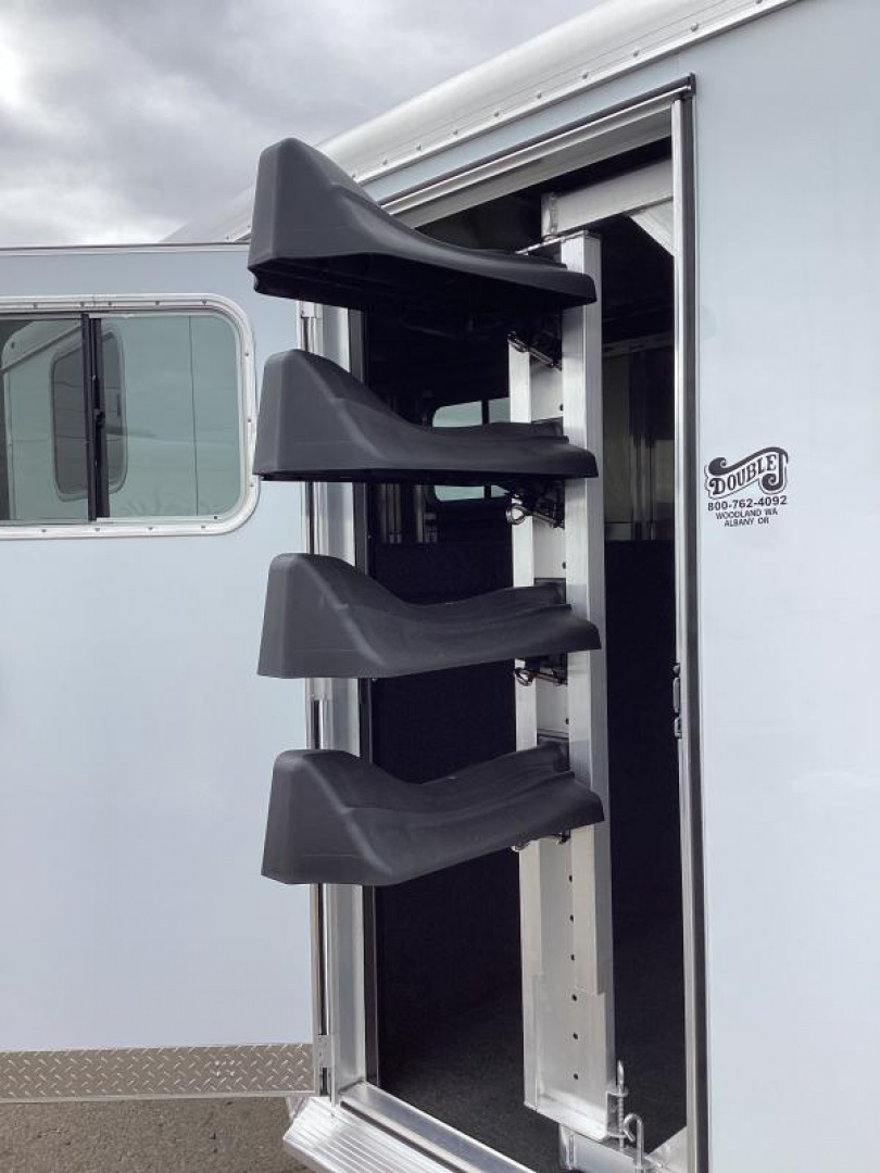 New RED $3300! 2024 Featherlite 9600-7472 4 Horse Trailer-Swing Out Saddle Rack-Stud Divider-Screen Door-Easy Care Flooring