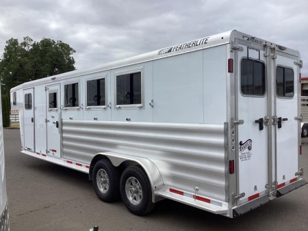 New RED $3300! 2024 Featherlite 9600-7472 4 Horse Trailer-Swing Out Saddle Rack-Stud Divider-Screen Door-Easy Care Flooring