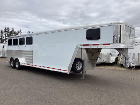 New RED $3300! 2024 Featherlite 9600-7472 4 Horse Trailer-Swing Out Saddle Rack-Stud Divider-Screen Door-Easy Care Flooring
