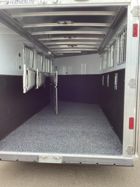 New RED $3300! 2024 Featherlite 9600-7472 4 Horse Trailer-Swing Out Saddle Rack-Stud Divider-Screen Door-Easy Care Flooring