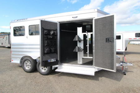 New PRICE REDUCED $3700! 2025 Featherlite 9400 2 Horse Trailer-Premier Tack-7'6  Tall-36  Slant Wall Dressing Room-Lined & Insulated Tack Room Ceiling-Easy Care Floor