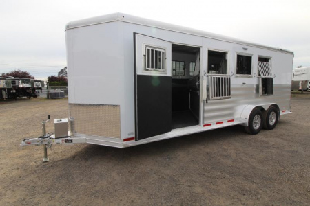 New PRICE REDUCED $4300! 2025 Featherlite 9400 4 Horse Trailer-Premier Tack-7'6" Tall-Easy Care Flooring-Lined & Insulated Dressing/Tack Room Ceiling-Stud Divider-Escape Door